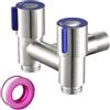 DuBom Sdoppiatore per rubinetto, in acciaio inox, valvola triangolare, deviatore per WC, 1 in 2 uscite, rubinetto per lavatrice (A)