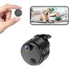 VIDCASTIVE Mini telecamera WiFi 4K per interni, telecamera nanny wireless con visione notturna, rilevamento del movimento AI, lunga durata della batteria, archiviazione su cloud e SD