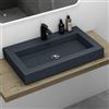 Mai & Mai Lavabo da Appoggio 73x48x10cm, Lavandino Bagno Rettangolare Colossum818 Lavabo da Minerale Fuso, Antracite