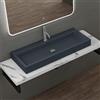 doporro Lavabo da Appoggio Rettangolare, Lavabo Bagno Sospeso con Foro Rubinetto e Troppopieno, Lavandino in Marmo Resina Antracite Opaco 100x42x10cm, Colossum06