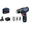 Bosch Professional 12V System Trapano-avvitatore con Percussione a Batteria GSB 12V-15, Include 1 Batteria da 2.0 Ah, 1 Batteria da 4.0 Ah, Caricabatteria GAL 12V-20, Set Accessori 39 Pezzi, in Borsa