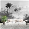 Generic Fotomurale da Parete Motivo Giungla Tropicale Decorazioni D'interni Pareti Camera De Letto Soggiorno 3D Carta Parati Grigio Tessuto Non Tessuto Murali Poster 200x140 cm