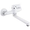 Beenle-Icey Rubinetto da cucina a parete, bocca lunga, miscelatore per lavello, rubinetto girevole a 360°, in acciaio inossidabile, monocomando per lavello da cucina, bagno, colore: bianco