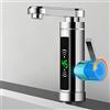 Qussse Scaldacqua Elettrico, Rubinetto elettrico da 3 KW, Rubinetto Elettrico Istantaneo, con Indicatore di Temperatura per Bagno, Servizi Igienici e Cucine