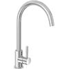 Inbagno Miscelatore da cucina o lavanderia in acciaio inox cromato, canna alta girevole e attacco universale 1"1/4
