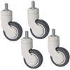 ERVDKXCOI Ruote pesanti, 4 x Colla artificiale TPR Girevole con attacco for gambo filettato M12 e freni Ruote universali, 3 pollici 75 mm, silenziose for mobili Ospedale Ufficio Ponteggi Culla Resistente 240 kg