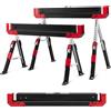 SOARS Set di 2 Cavalletti da Lavoro Pieghevoli, Carico Totale 1180 kg, 9 Altezze Regolabili 61,5-82,7CM, Cavalletto con Supporti Pieghevoli e Maniglie, Supporto per Taglio Legna (Nero+Rosso)