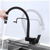 XJTNLB Rubinetto Cucina Pieghevole con Doccetta Estraibile Nero Doppia Modalità Miscelatore Cucina Sottofinestra Abbattibile Ottone Beccuccio Girevole 360