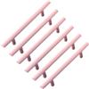 ZESLIV 6 maniglie a T per mobili, colore rosa, distanza tra i fori 96 mm, maniglie per cameretta dei bambini, armadio da cucina, cassetto e cassettiera