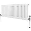 Monster Shop Radiatore Termosifone a 2 Colonne 300mm x 1012mm Moderno Centralizzato Bianco in Acciaio Inox Orizzontale a Parete Cucina Soggiorno Bagno Kit di Fissaggio e Spazzola Inclusi