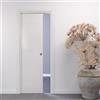 FIP Porte Italiane, Porta Scorrevole Interno Muro, Porta a Scomparsa in Legno, Telaio in HDF e Coprifili Waterproof, Colore Bianco Matrix, 80x210 cm, con Serratura Cromo Satinato