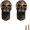 LKMUPNR 2 pomelli per cassetti con scheletro e teschio, decorazione horror, in ottone antico, pomelli vintage per armadietti, cassettiere, armadi e armadietti