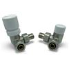 HM Valvole Termostatiche Angolari 3/8 x 16 Universali DX/SX HM in Ottone Nichelato con Adattatori Multistrato 16x1/2 - Kit Termosifone Dietro Porta