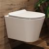 Teal Home WC sospeso da parete con coperchio per WC con abbassamento automatico - WC in ceramica con rivestimento nano - Balsamo singolo foro - 48,5 × 35,5 × 35,5 cm