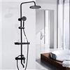 innytund Doccia 8 pollici, set doccia con ripiano nero, regolabile in altezza, doccia a pioggia, stile retrò, nero, set doccia in acciaio inox, colonna doccia con doccetta in ottone di alta