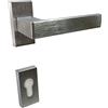 effedielle MANIGLIA PER PORTA IN MARITECH, COMPLETA PER UNA PORTA DENTRO+FUORI, ROSETTA mm65x32 CON MOLLA DI RITORNO (RETTANGOLARE FORO CILINDRO, Moderno, CROMO SATINATO)