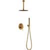 MICE COLLECTION IMEX - Set doccia da incasso a soffitto, kit monocomando doccia da incasso a 2 vie - SERIE LINE TOP oro spazzolato - GPQ038/OC