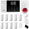 HUXGO® HXA005 Sistema di allarme casa senza fili con solare Sirena esterna WiFi + GSM | Impianto allarme casa kit con 1x sensori di allarme per finestre/portes, 9x rilevatori di movimento