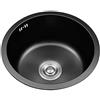 HomeLava Lavello da cucina Lavello in acciaio inox Tondo in acciaio inox Nano-rivestimento Superficie nera Lavello 40 × 40 cm con sifone