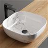 Planetmöbel Aquil Deluxe Lavabo quadrato | Lavabo da appoggio per bagno e WC degli ospiti | Lavabo a mano senza foro per rubinetto e troppopieno | Marmo bianco, 42,5 x 42,5 x 14 cm