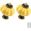 Zernmiarder Pomelli in Ceramica a Forma di Zucca Gialla, 6 Pezzi - Pomelli per Armadio Vintage, Maniglie per Cassetti - Pomelli Antichi per Cassettiera con Viti per Cassetti di Armadio, Armadio e