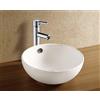 DOCCIASI DocciaSì® - Lavabo da Appoggio in Ceramica Bianca Rotondo 43,5x16 cm, Lavandino Bagno da Appoggio Moderno per Mobile o Piano d'Appoggio, Design Minimal e Superficie Lucida Facile da Pulire