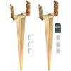 KOTARBAU® 2 pz. Supporto per Pali in Legno - 0-160 mm - Acciaio Zincato - 70 cm - Porta Palo Legno - Dorato- Ancoraggio Regolabile Per Pali - Staffa a U - Fissaggio Staffa a Terra