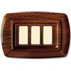 ELETTROCANALI Placca serie Tondo', 3 moduli, plastica, legno scuro, compatibile con BTicino Magic - Elettrocanali ECL2593LS