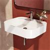 EMKE Lavabo Bagno da Appoggio e Sospeso 50 x 40 x 11 cm, Lavandino Rettangolare in Ceramica Bianco Lucido con Angoli Curvi, Lavello Moderno Salvaspazio per Toilette - Senza Rubinetto e Piletta