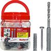 Fischer Box Elettricista con 200 Tasselli SX 6, 200 Viti Diametro 4.5 x 40 mm, 1 Punta SDS Plus Diametro 6, Ideale per Fissare Applicazioni Elettriche, 553114, Rosso, Diametro 6