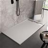 OLIMPO DOCCE - Piatto doccia in marmoresina bianco con scarico laterale griglia inox | Piletta Gratis STAR RELAX - 80x100