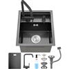Ribanedy Nero lavello cucina 1 vasca nascosto, 35x45cm, acciaio inox sottopiano Bar/lavandino camper per Campeggio e Spazi Piccoli