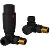 Leporce Valvola termostatica angolare di design per termosifone e portasciugamani TRV con detentore da 15 mm, tubazioni standard disponibili (nero)