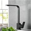YXAXAUOT Bakicth Rubinetto da Cucina Quadrato Nero Opaco Caldo e Freddo Rubinetto Del Lavello Della Cucina Rotazione di 360 Gradi Miscelatore Deck Mounted Rubinetti Acqua