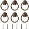 Pastlla 6 pomelli rotondi in metallo bronzo per cassetti, diametro 3,5 cm, foro singolo, per armadietti, cassetti, cassettiere