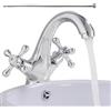 Duroecsain Rubinetto da cucina | Rubinetto da bagno in monoblocco - Miscelatore a due comandi con tubo da 60 cm per lavabo, toeletta e lavanderia