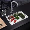 HUOLE Lavello da Cucina, Lavello da Cucina in Acciaio Inossidabile, Lavandino Tondo Quadrato, Lavabo Cucina Incasso (50 * 40 * 20 cm (argento))