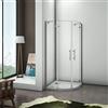AICA ITALY Box Doccia Semicircolare Porta Battente Vetro Temperato Trasparente Anticalcare Alta 195cm 80x80cm