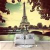 Generic Carta da parati per bagno in tessuto non tessuto con stampa di Retro Torre Eiffel di Parigi in Giallo Carta Da Parati Murales Poster Soggiorno Camera Letto 350 x 256 cm