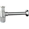 Inbagno Sifone di scarico universale a bottiglia 1"1/4, base in ottone e tubo in acciaio cromato, per lavabo e bidet completo di guarnizioni