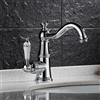 YAEGER Rubinetto Bagno Lavabo Miscelatore Monocomando Bagno Lavabo Girevole A 360° Vintage Antico Stile Ottone Cromato Argento