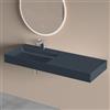 doporro Lavabo Bagno Sospeso 120 cm Rettangolare in Resina Antracite Opaco con Vasca Integrata a Sinistra e Piletta Inclusa - Colossum630