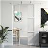 Homgoday Porta Scorrevole Bianca 76x205 cm in Vetro Temperato e Alluminio, Porta Scorrevole Fienile, Hardware per Porte Scorrevoli per Edilizia Interna