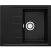 PRIMAGRAN Lavello da Cucina Nero 62x50cm, Lavandino in Granito a 1 vasca + Sifone Classico, Lavabo da Cucina Incasso al Mobile 40cm - Milano S001