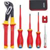 Mustbau 6 Pezzi Cacciavite Isolato 1000V Professionale da Elettricista VDE - A Taglio, Phillips, Chiave Esagonale, Elettrico