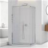 Inbagno Box doccia angolare 80x120 cm in vetro trasparente H 195 cm, 2 porte scorrevoli con profilo cromato e installazione reversibile, Tay
