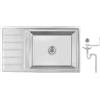 Preero- 86x50x21, R20 Lavello da cucina, acciaio inox 304, spessore 1 mm, XXL Vasca 50x40cm,rettangolare, 1 vasca, Lavelli, sgocciolatoio a sinistra