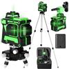 Geevorks Livella laser a croce con treppiede Geevorks Laser Livella a bolla 3D 12 linee 3° Laser a croce autolivellante Batteria da 4800 mAh con treppiede da 1,2 M - 3 altezze regolabili, 30 M