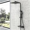 AICA ITALY SRL Colonna Doccia, AICA ITALY, Soffione Doccia Quadrato 20x20cm Acciaio Inox con Rubinetto Termostatico Diametro 40mm, Saliscendi Doccia Quadrato Regolabile 73-115cm, Nero