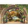 Forwall Carta Da Parati Fotografica Finestra Cascata Foresta 3D Effetto - Include Colla - Moderna Design Carta per Pareti Soggiorno Camera Da Letto Sala Fotomurali In Tessuto Non Tessuto TNT (312x219 cm)
